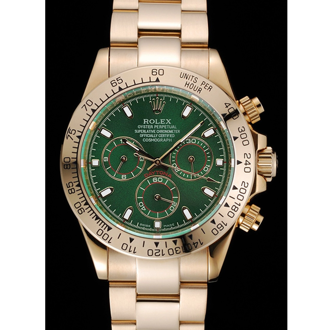 MiroTime 0704 Rolex Cosmograph Daytona Green Dial Gold Case And Bracelet 1454244
